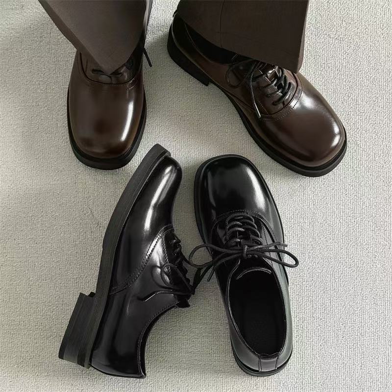 Cleanfit德比鞋男款方头皮鞋黑色公务鞋商务正装英伦休闲乐福鞋男