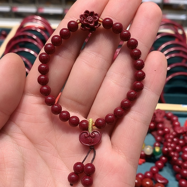 天然辰砂6米紫金砂设计款手链