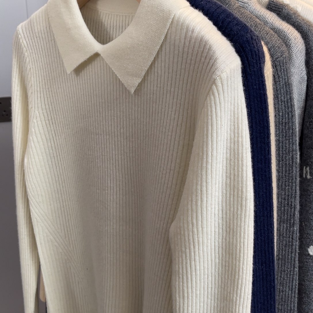 Polo领 修身 打底 羊绒衫