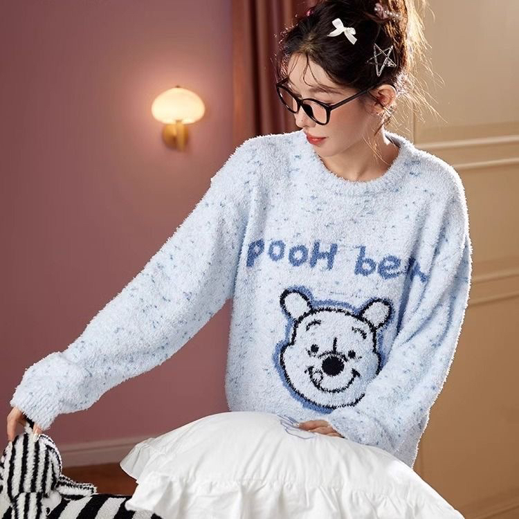加厚保暖半边绒睡衣冬季女款2025新款秋冬珊瑚绒可外穿家居服套装