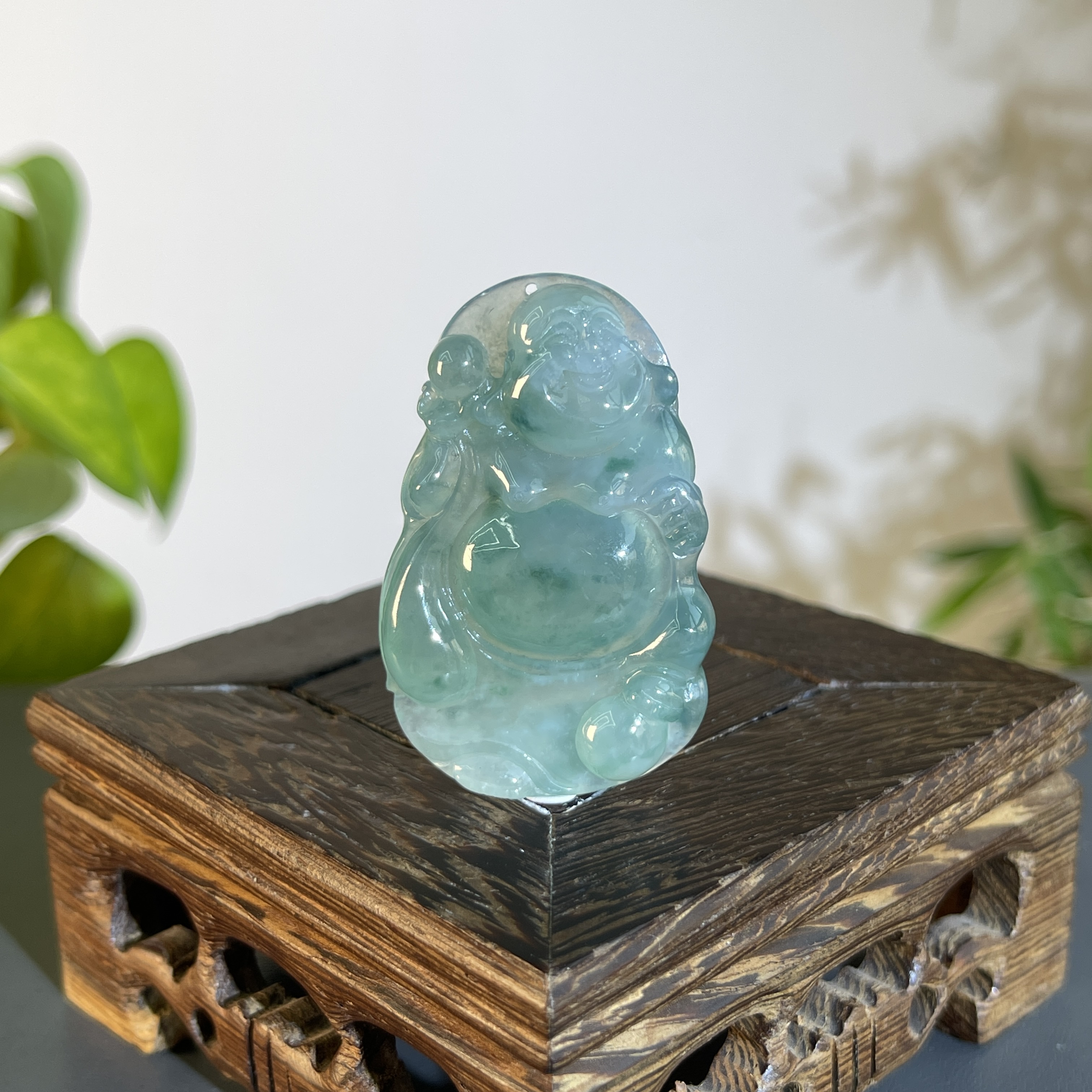 JXA17-151 天然缅甸A货翡翠 布袋佛