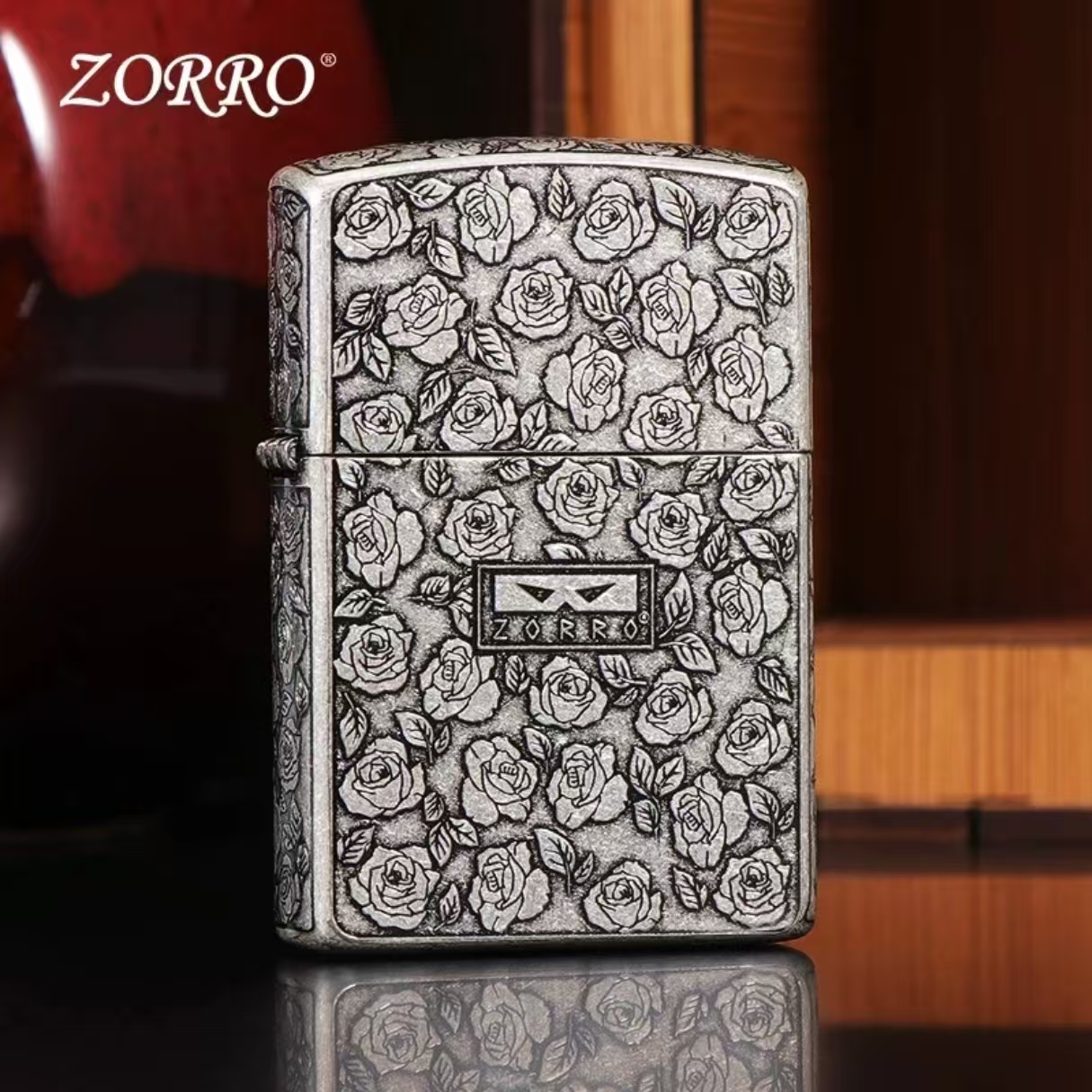 佐罗防风打火机古银滚花浮雕玫瑰创意送男友礼物