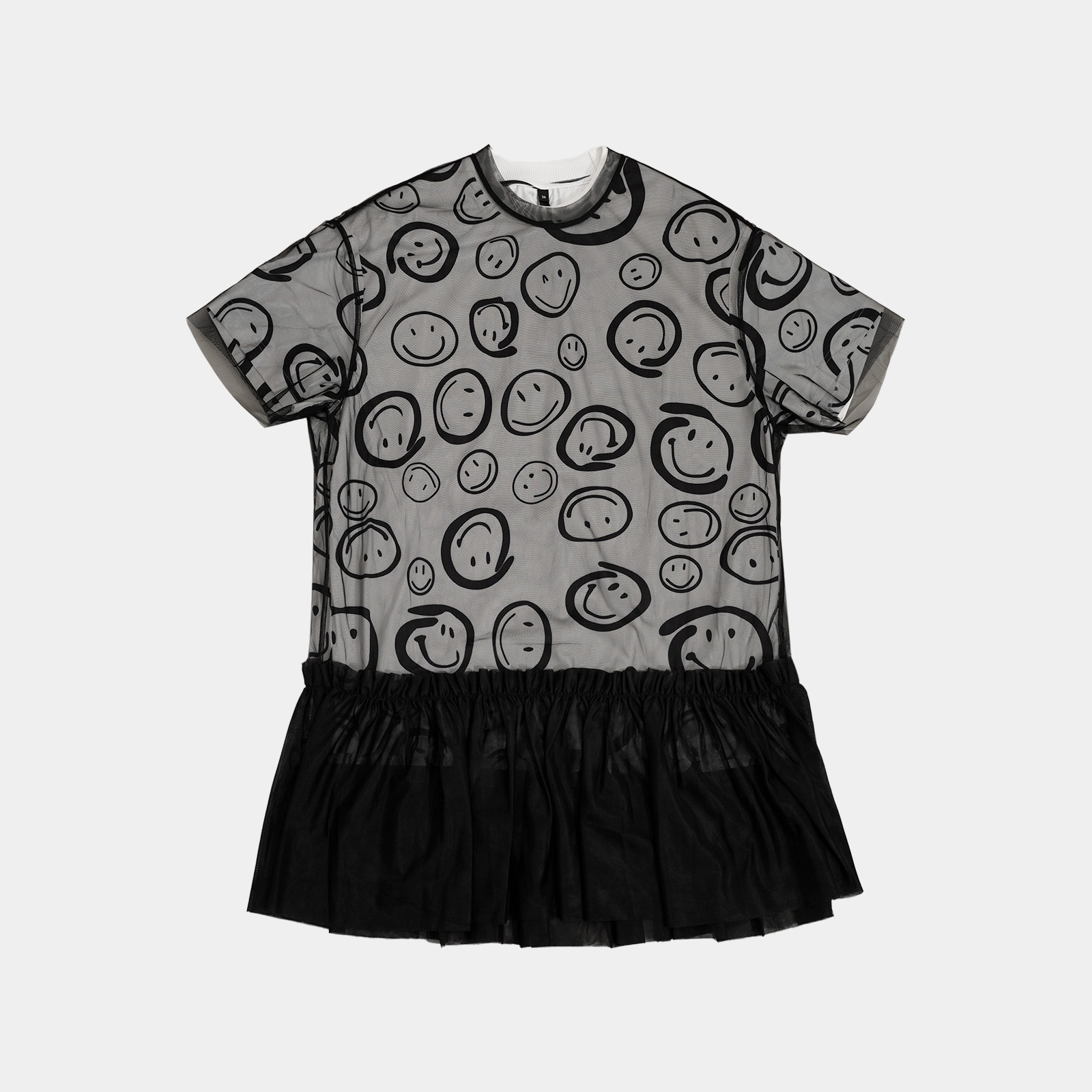 25N夏季新款轻奢高级感休闲气质网纱拼接真两件短袖连衣裙-152327