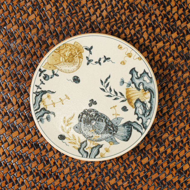 【墨舍名窑】一生一物河豚杯托 ysyw16