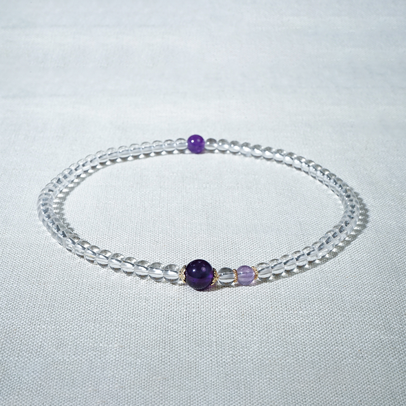 晶韵.白水晶能量双圈手串 手工国风民族风女士简约