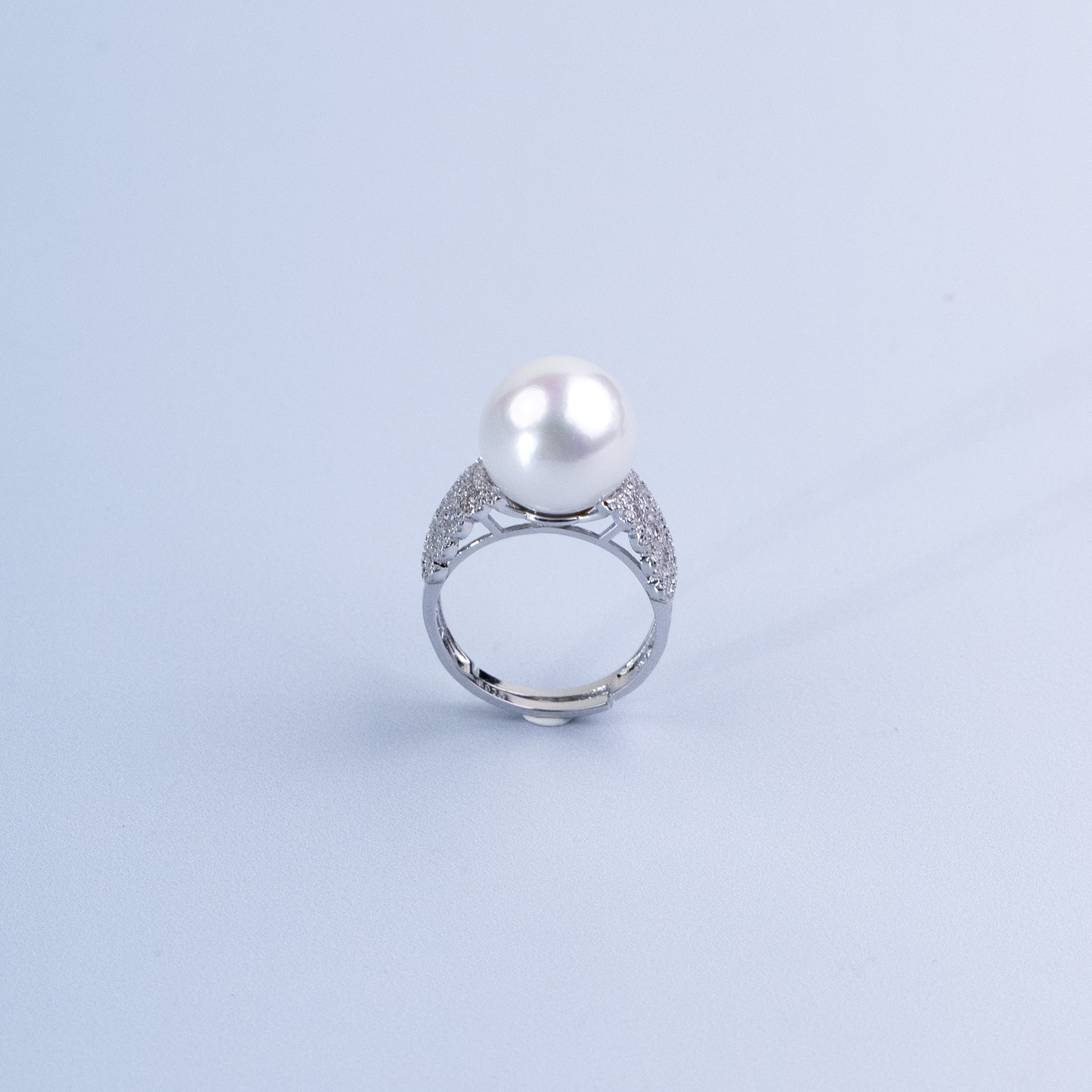 【凌云专属】S925银纯天然淡水珍珠戒指12-13mm时尚百搭开口可调节