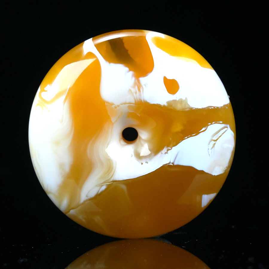 俄料金瓷白溶洞妖单平安扣纯天然原矿琥珀蜜蜡虎皮平安扣单珠吊坠