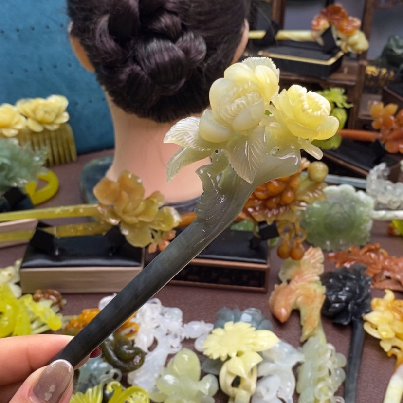 【闪购商品】岫玉发簪发簪盘发发簪未镶嵌远***人