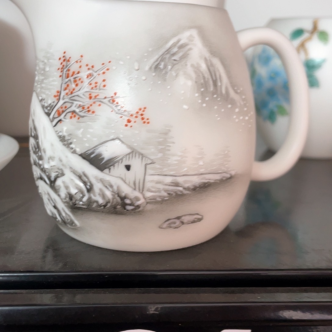 冰种素烧手绘公道杯