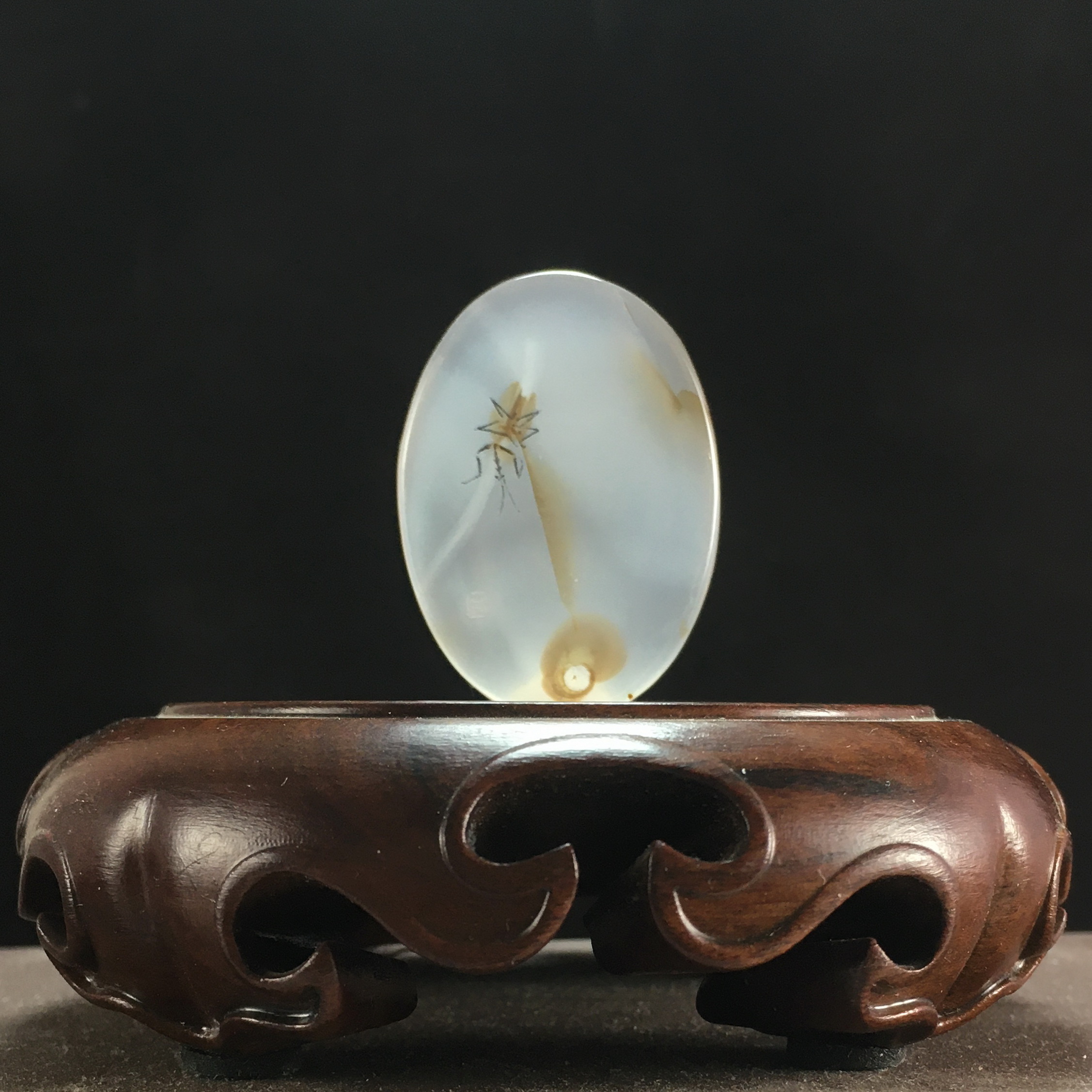 柳氏烙艺虫趣手工微雕线刻篆刻天然海洋玉髓巴玉玛瑙俏色巧绘把件