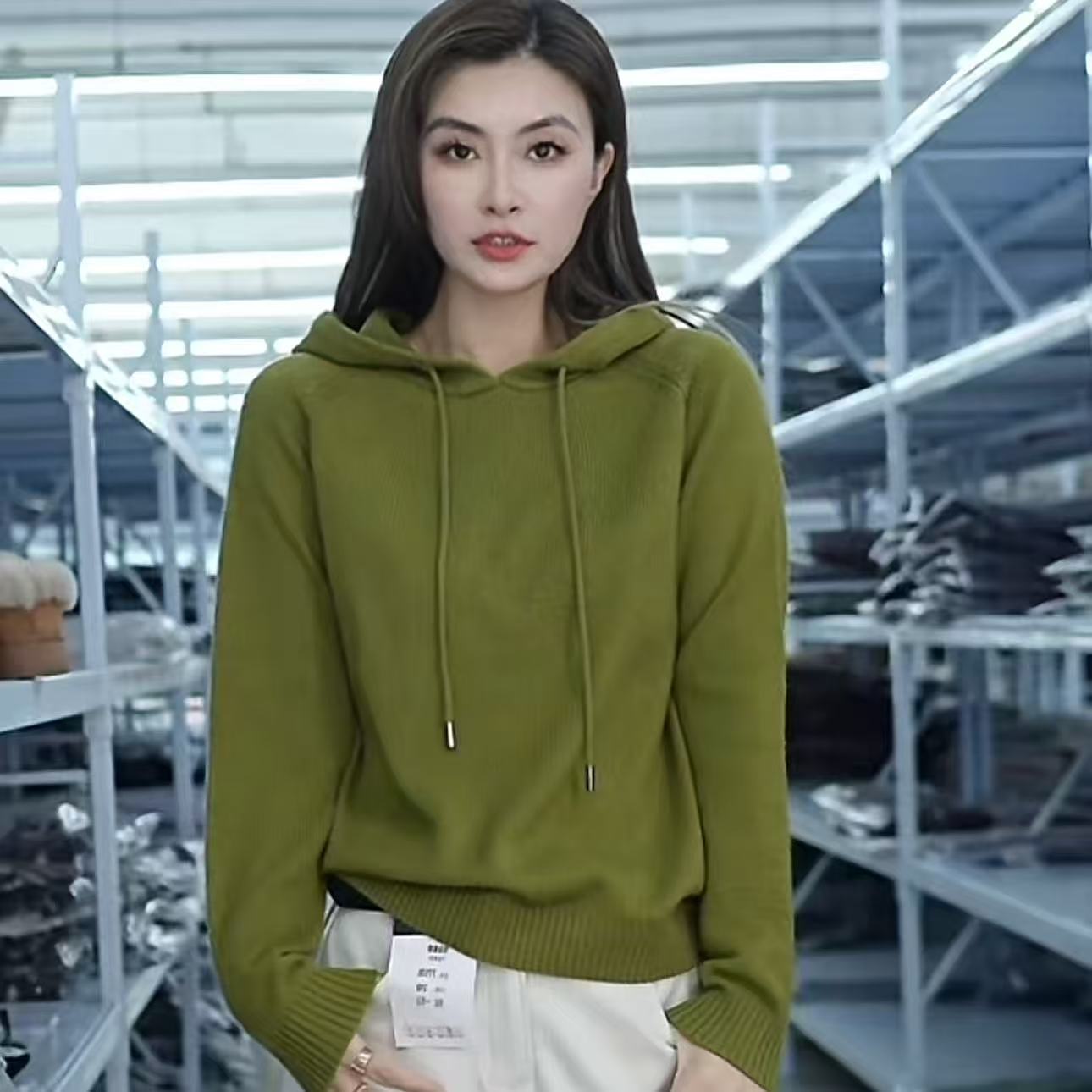 【思思精选】秋冬新款时尚洋气长袖上衣连帽针织衫秋季帽衫B159#