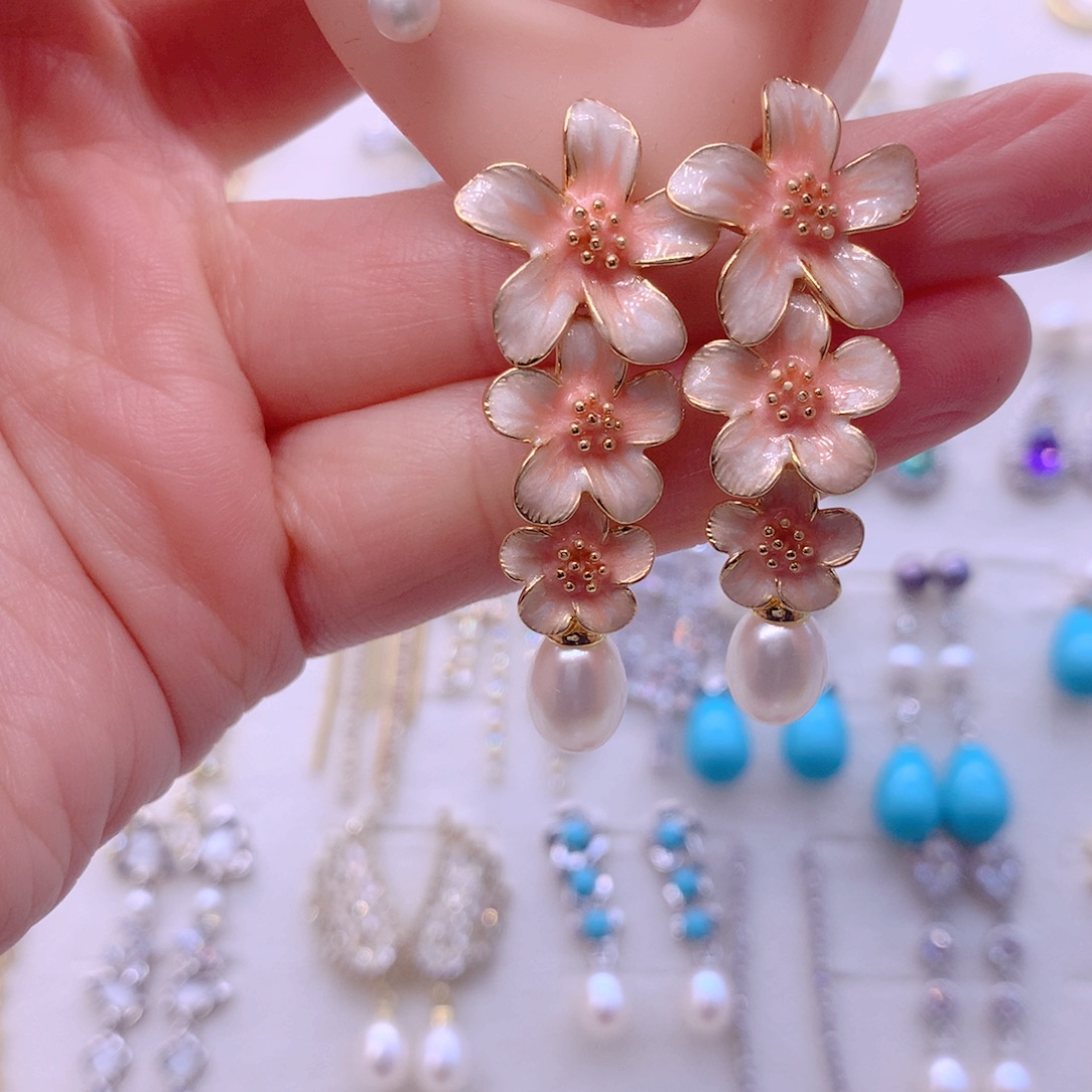 耳饰合金淡水珍珠