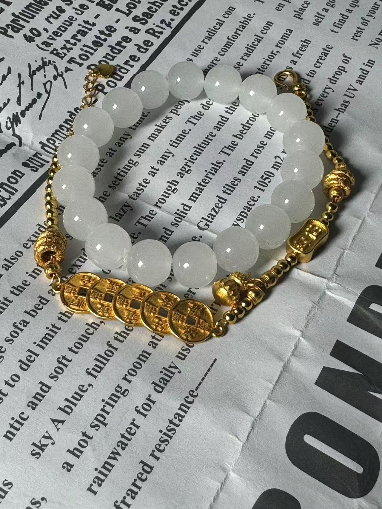 足金豪镶五帝币葫芦手链轻奢时尚款4062