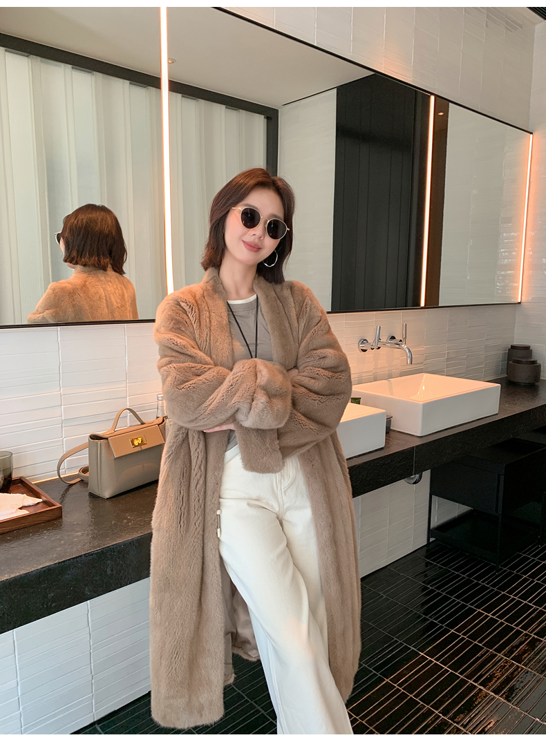 2025进口紫金天鹅绒皮草外套女长款挽袖貂皮大衣皮草皮草女新款