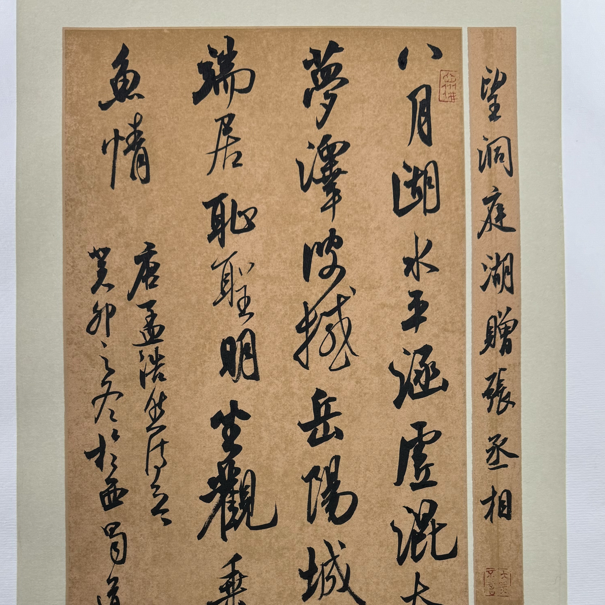 陈道建书法作品望洞庭湖赠张丞相诗一首23*46厘米蜡染