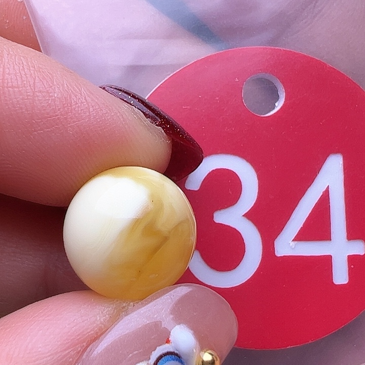 蜜蜡裸石未镶嵌花粉12.3m m