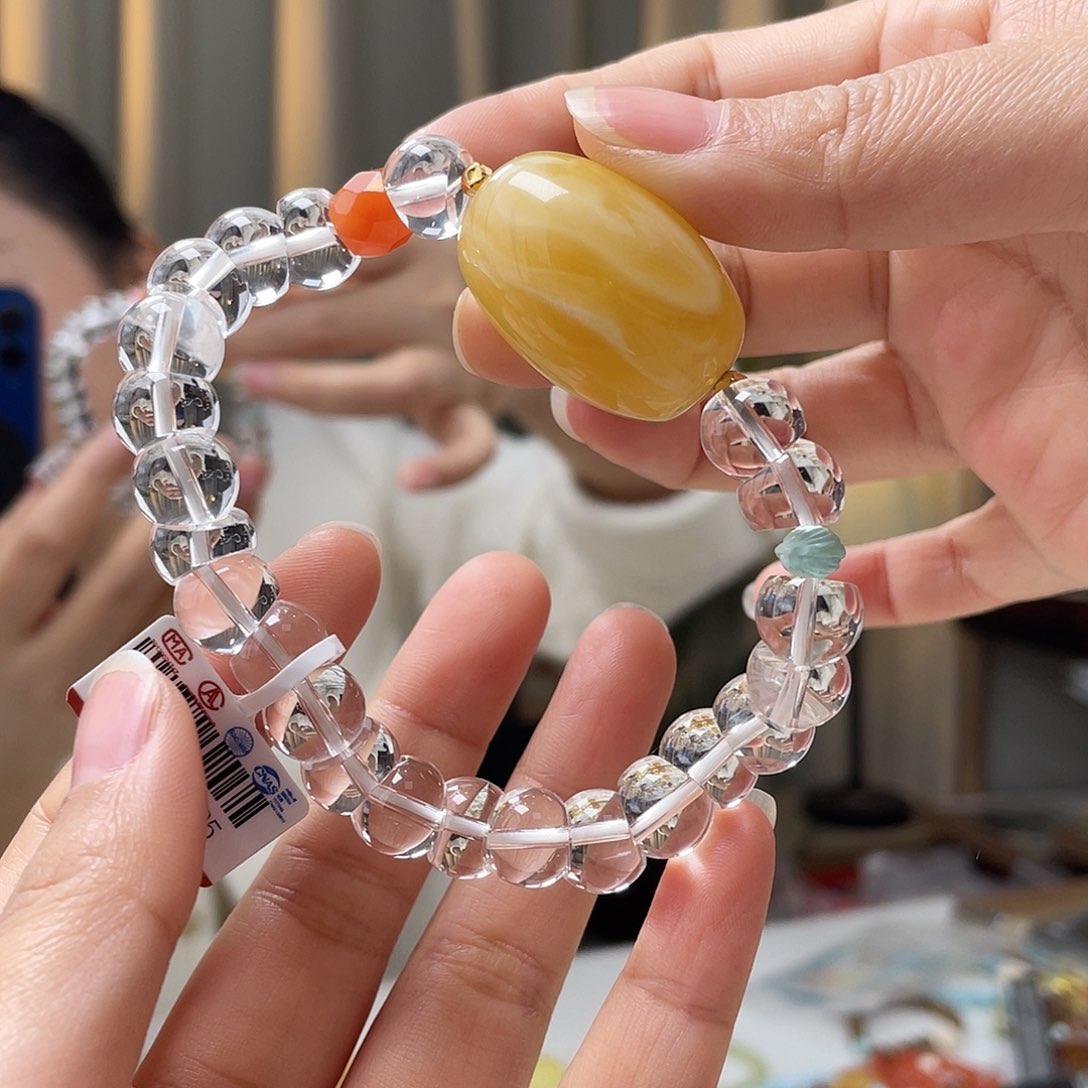 琥珀裸石未镶嵌蜜蜡手串