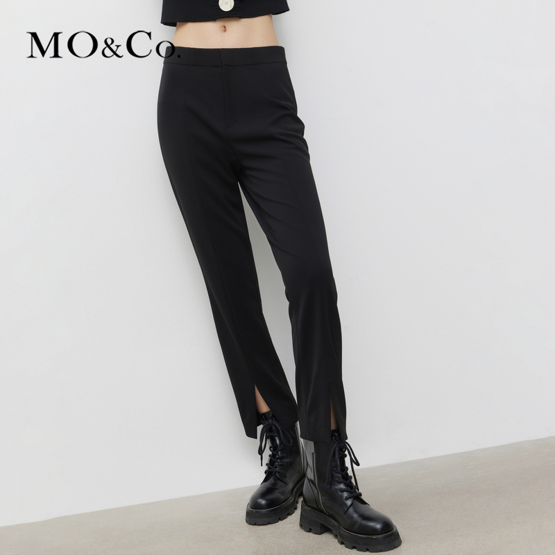 【赵老板专属】MOCO秋季三醋酸混纺高腰开叉九分裤MBB3PAT011