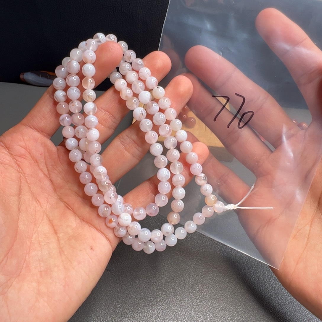 玛瑙/玉髓未镶嵌770号瓷白多圈6.5+