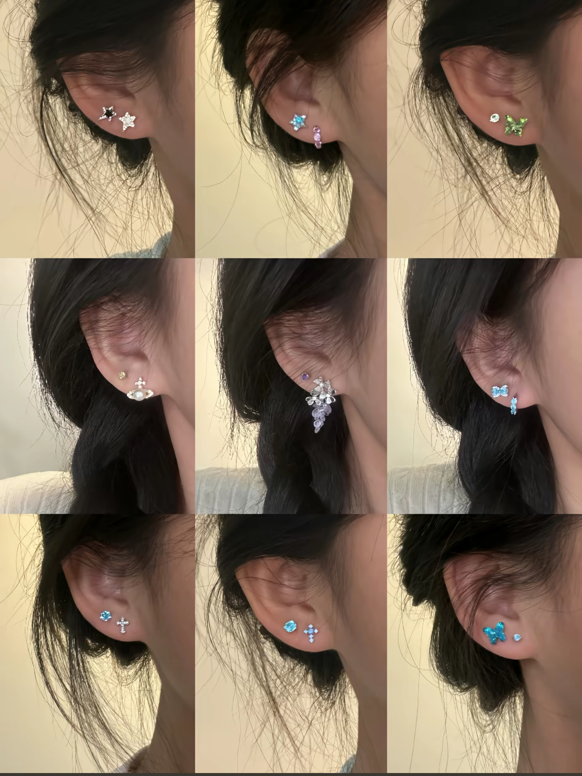 铜合金锆石耳饰 搭裙子耳饰少女风简约小巧超闪素款森系女耳钉