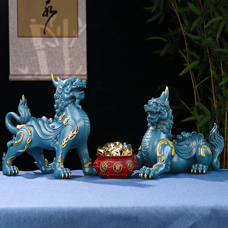 黄铜貔貅摆件一对家居装饰品摆设客厅玄关公司办公室开业乔迁礼品