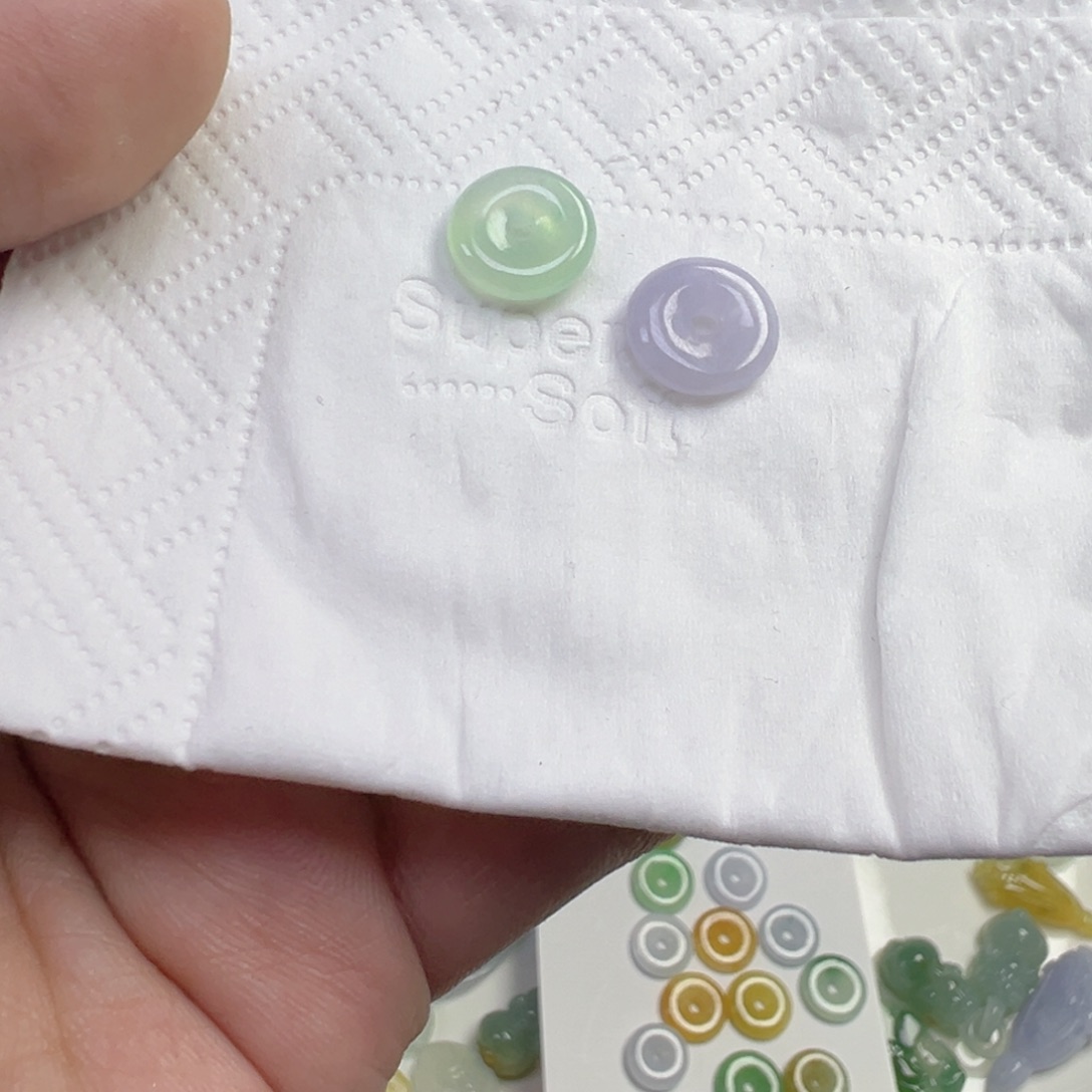 话***人翡翠散珠翡翠平安扣2个