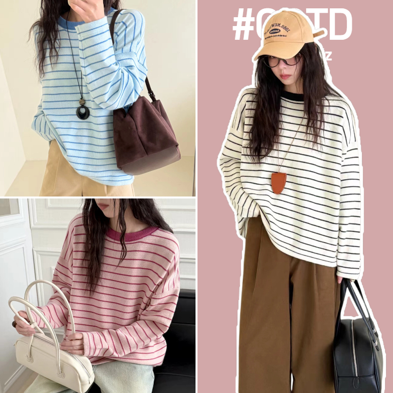 高级感条纹长袖孕妇上衣女春秋装2025新款设计感显瘦孕妇装打底衫