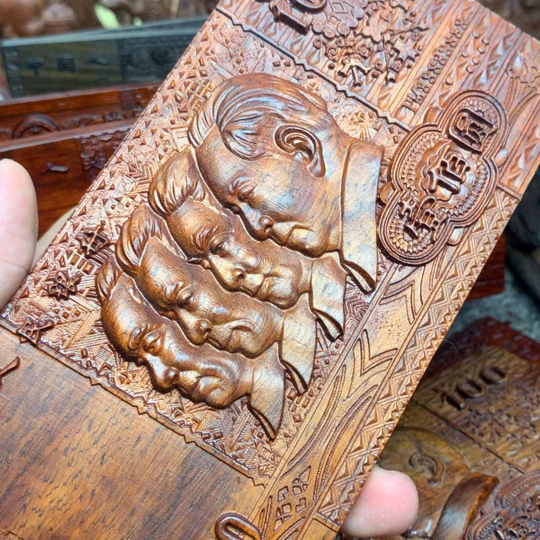 木木雕缅甸花老版摆件