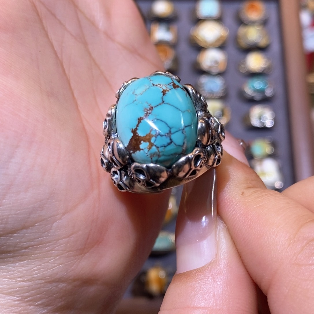 绿松石戒指银S925镶嵌m****爸戒指