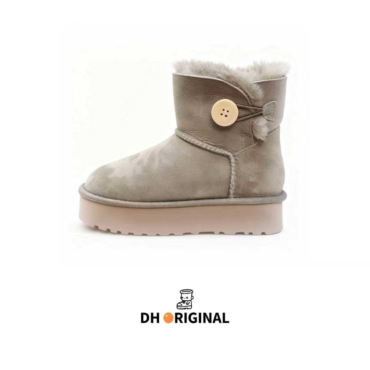 【DH桑坡源头工厂】厚底3352木扣皮毛一体雪地靴