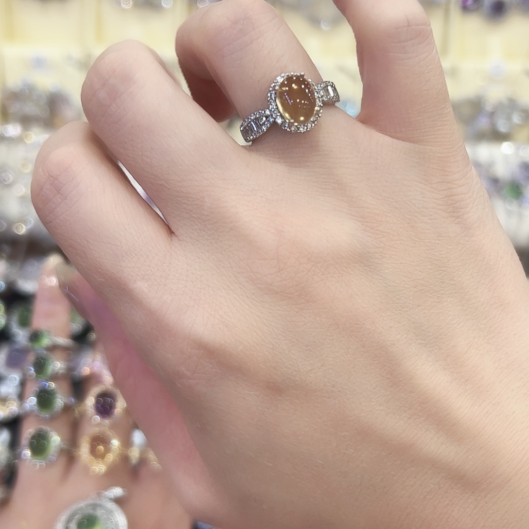 安****烟晶戒指银S925镶嵌