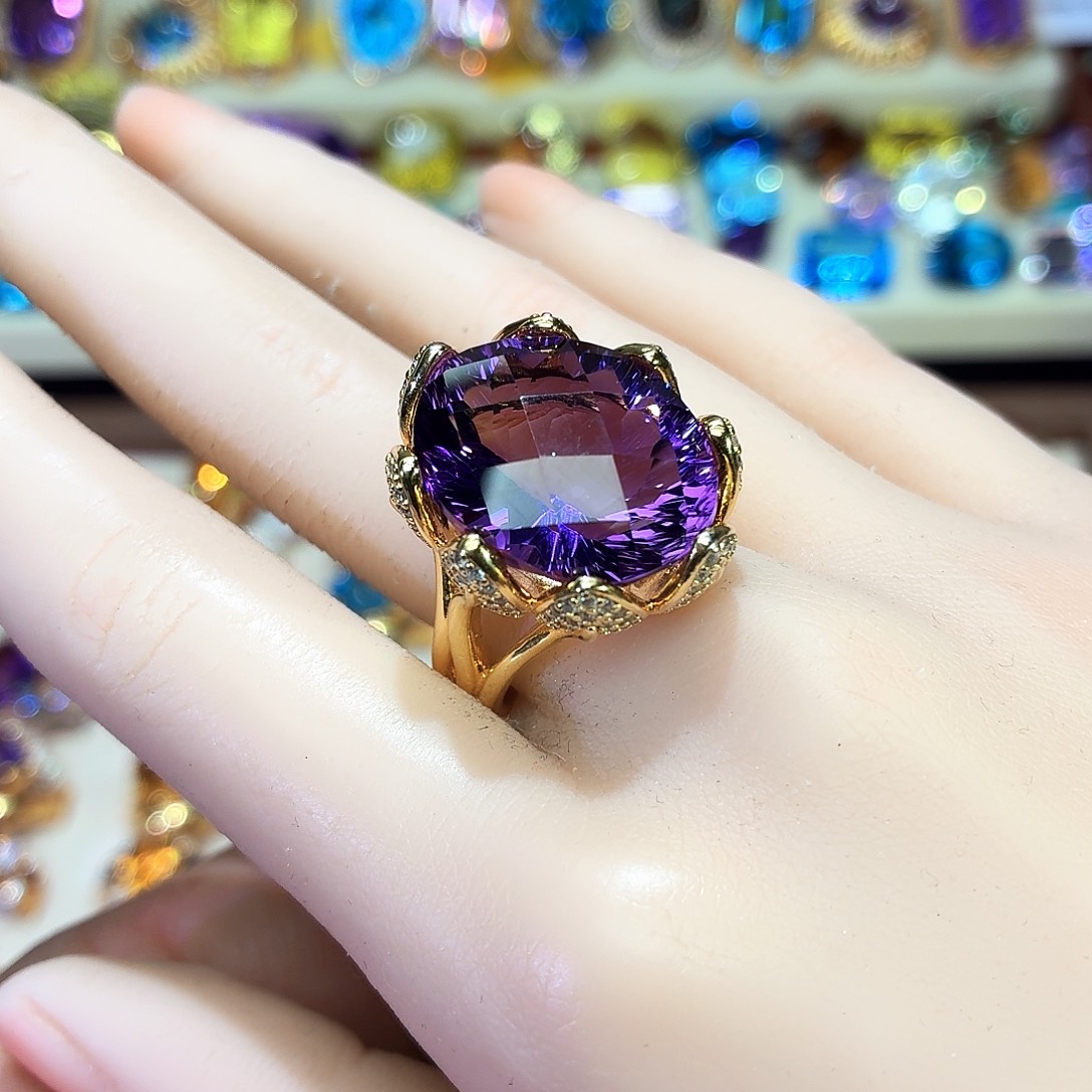 戒指银S925镶嵌水晶