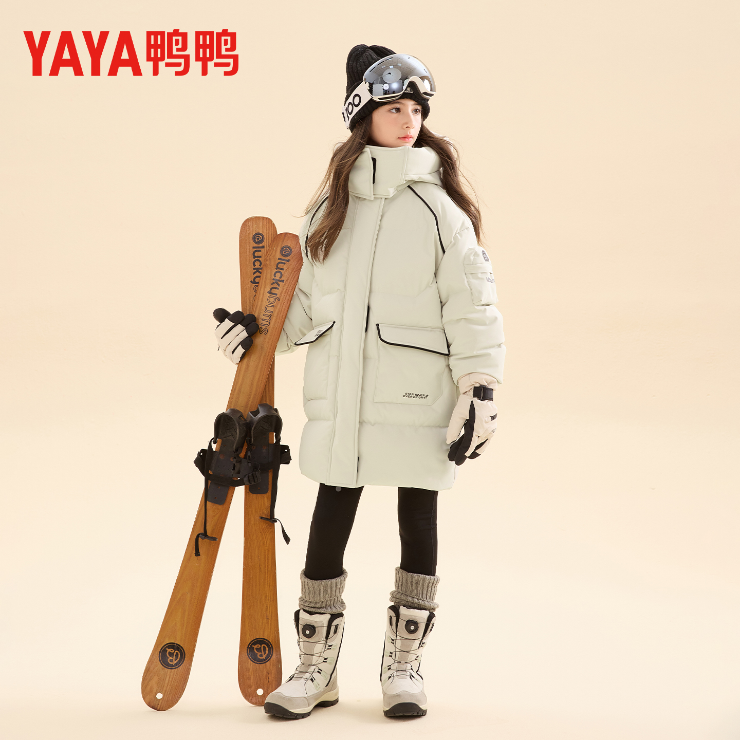 鸭鸭儿童羽绒服2025新款女大童中长款女童冬季洋气保暖外套25729