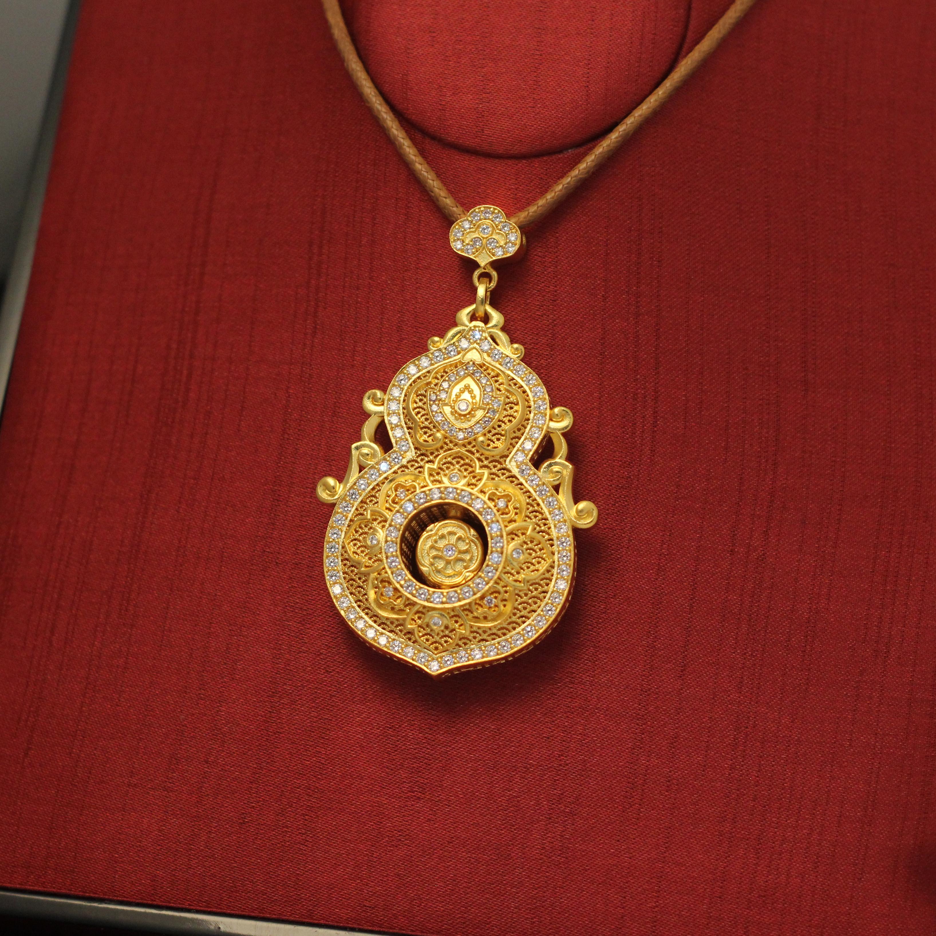 吊坠足银 人生四美大号吊坠点钻手工微镶挂坠