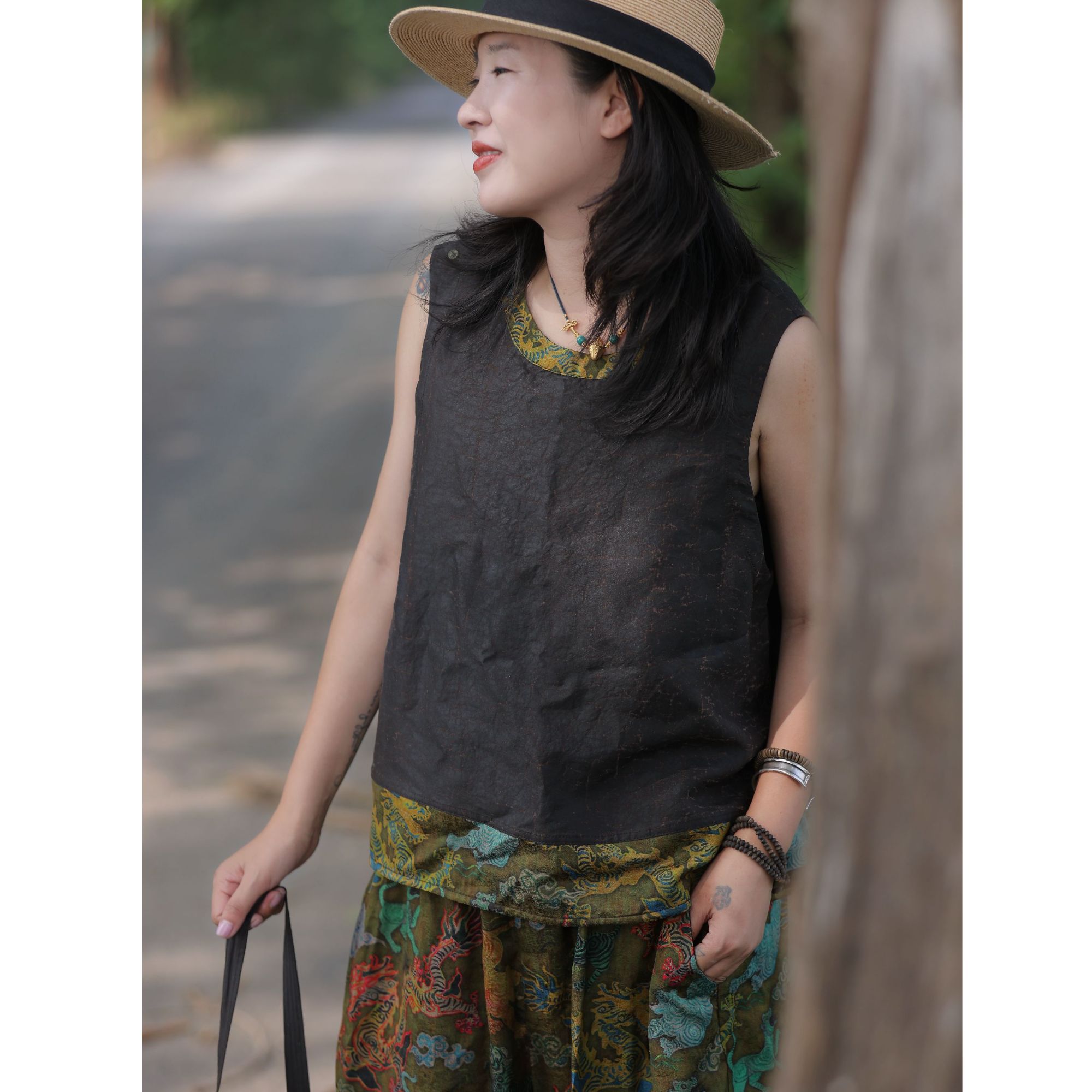 西子分享 3731-1 古蘭木 香云纱工艺【马甲】