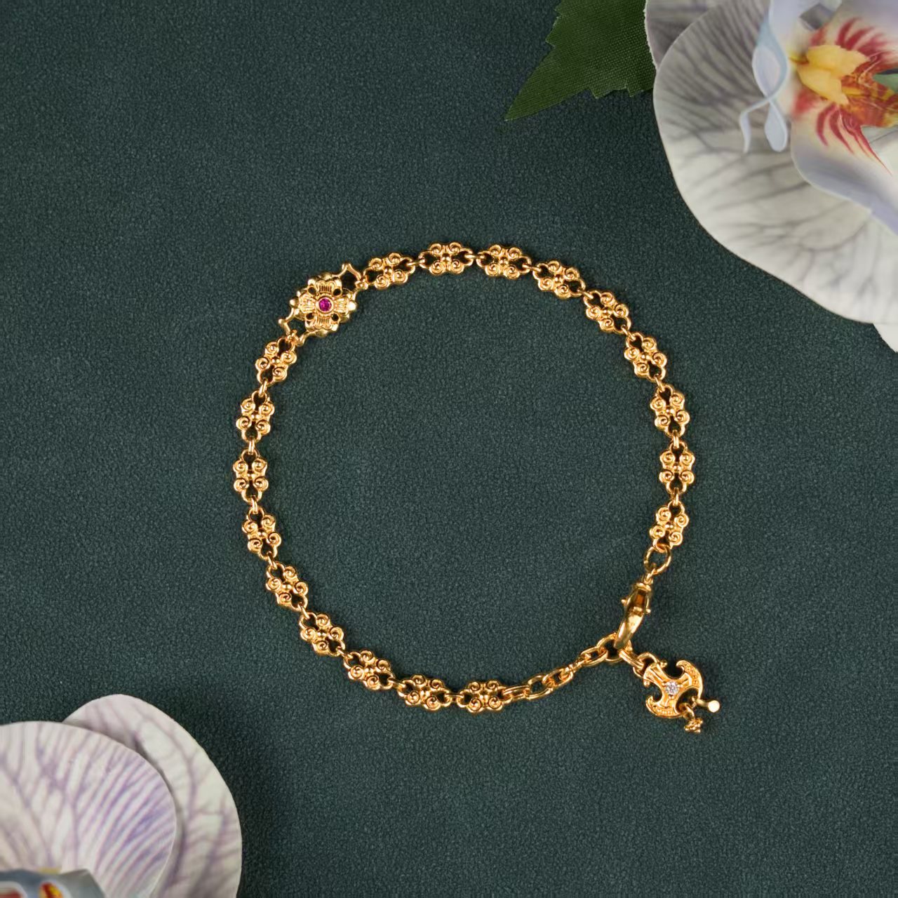 汕溏珠宝 足金黄金 精致繁花小众手链工88
