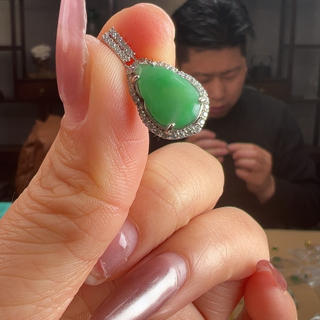 翡翠银S925镶嵌颈饰吊坠60