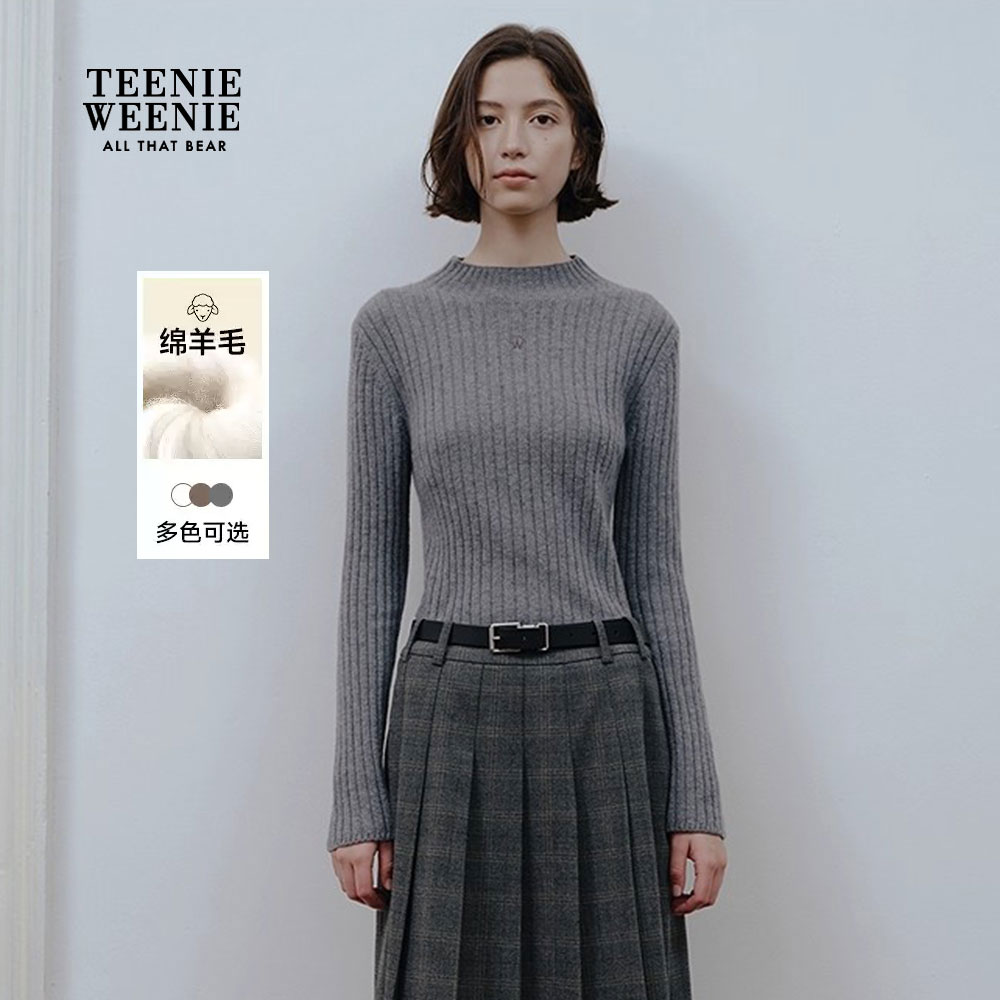 TeenieWeenie小熊女装毛针织衫25秋季新款中领毛衣女TTKW258VWCA
