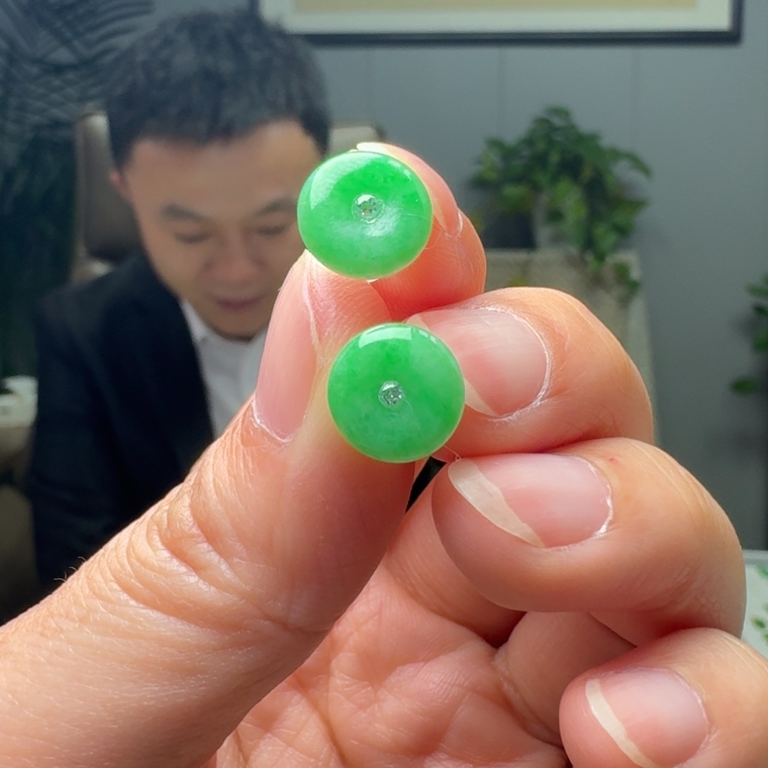 翡翠18K金镶嵌耳饰多样性发货其一