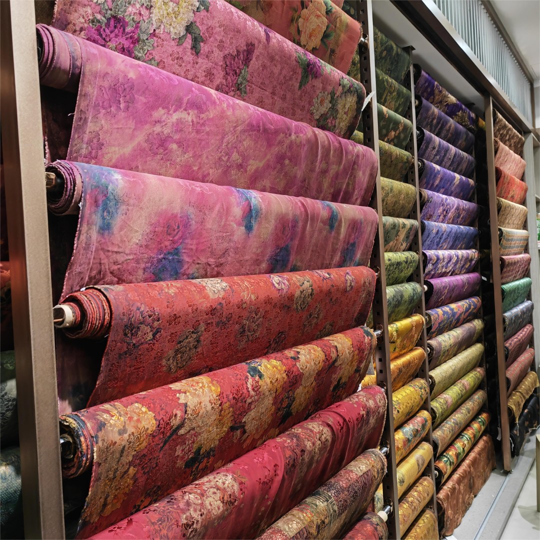 江南丝绸2店-白色高精密祥云竹2-高档丝绸面料真丝花萝