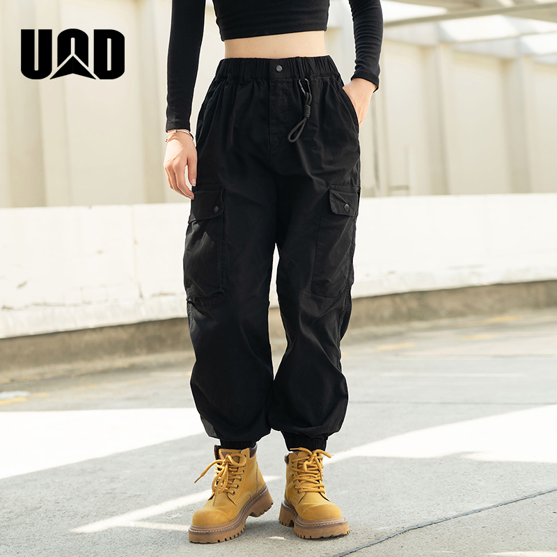 UOD休闲裤男士百搭宽松夏季工装裤直筒多口袋情侣款潮流束脚长裤