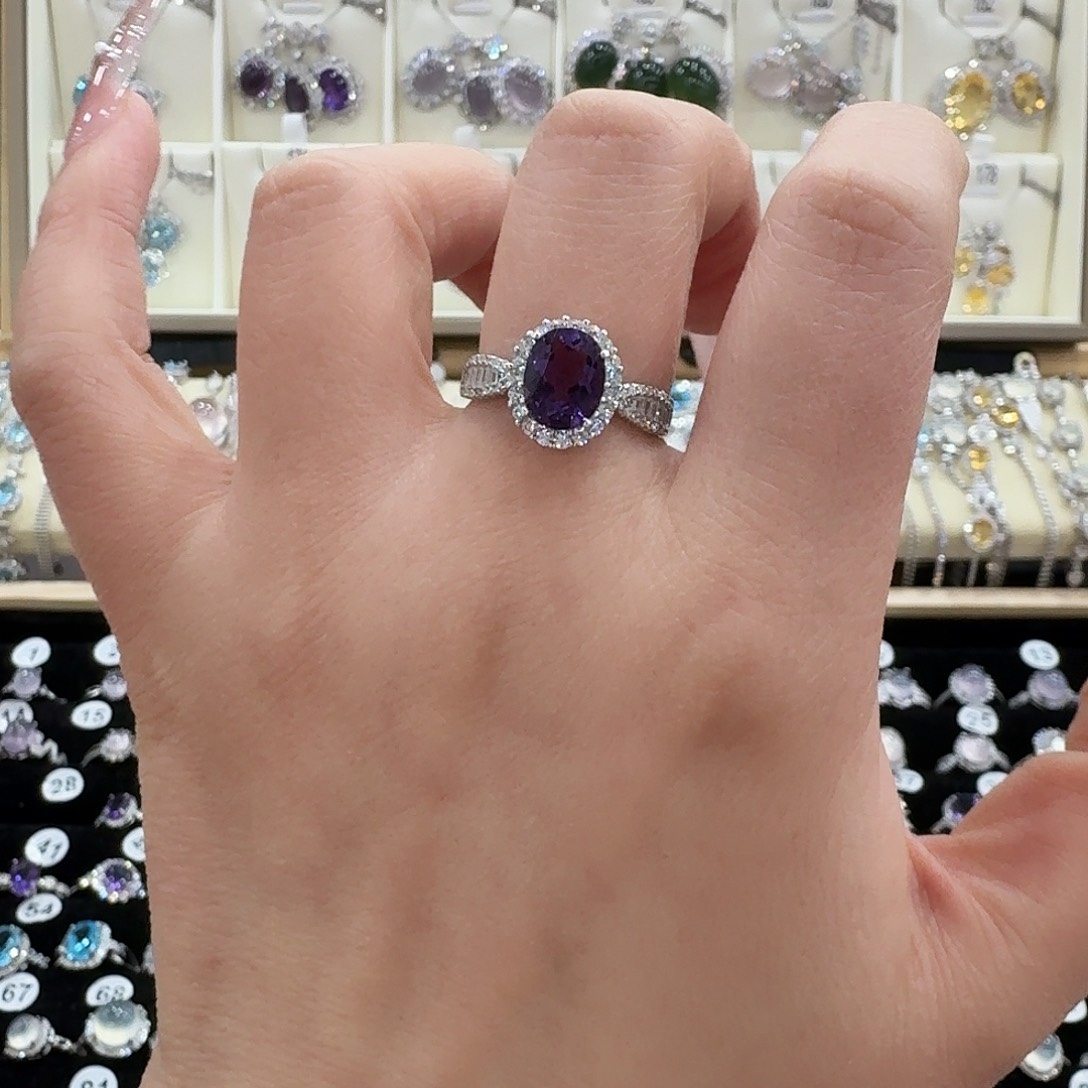 我***主紫晶戒指银S925镶嵌