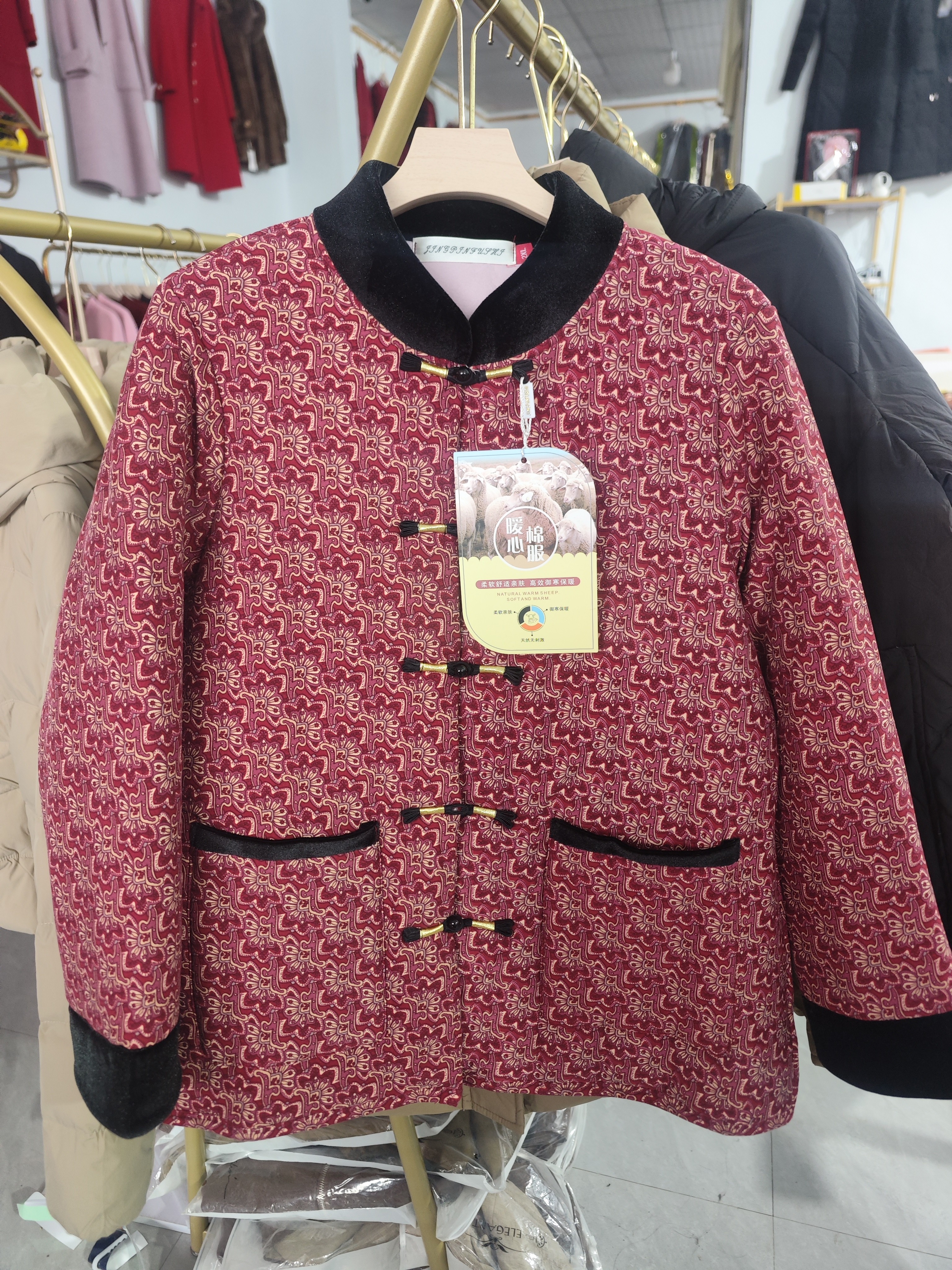 中老年秋冬新中式加厚碎花保暖棉服外套