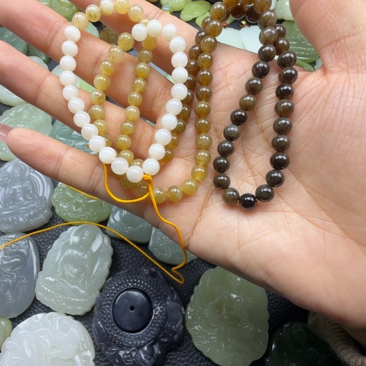 和田玉未镶嵌颈饰108卡6