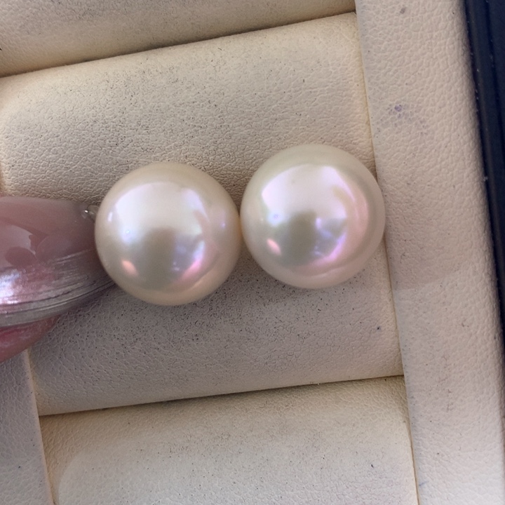 银S925镶嵌耳饰淡水珍珠