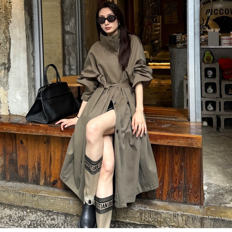 【琉璃爵士】洋气新款时尚气场强大轻奢秋季极简立领风衣外套女