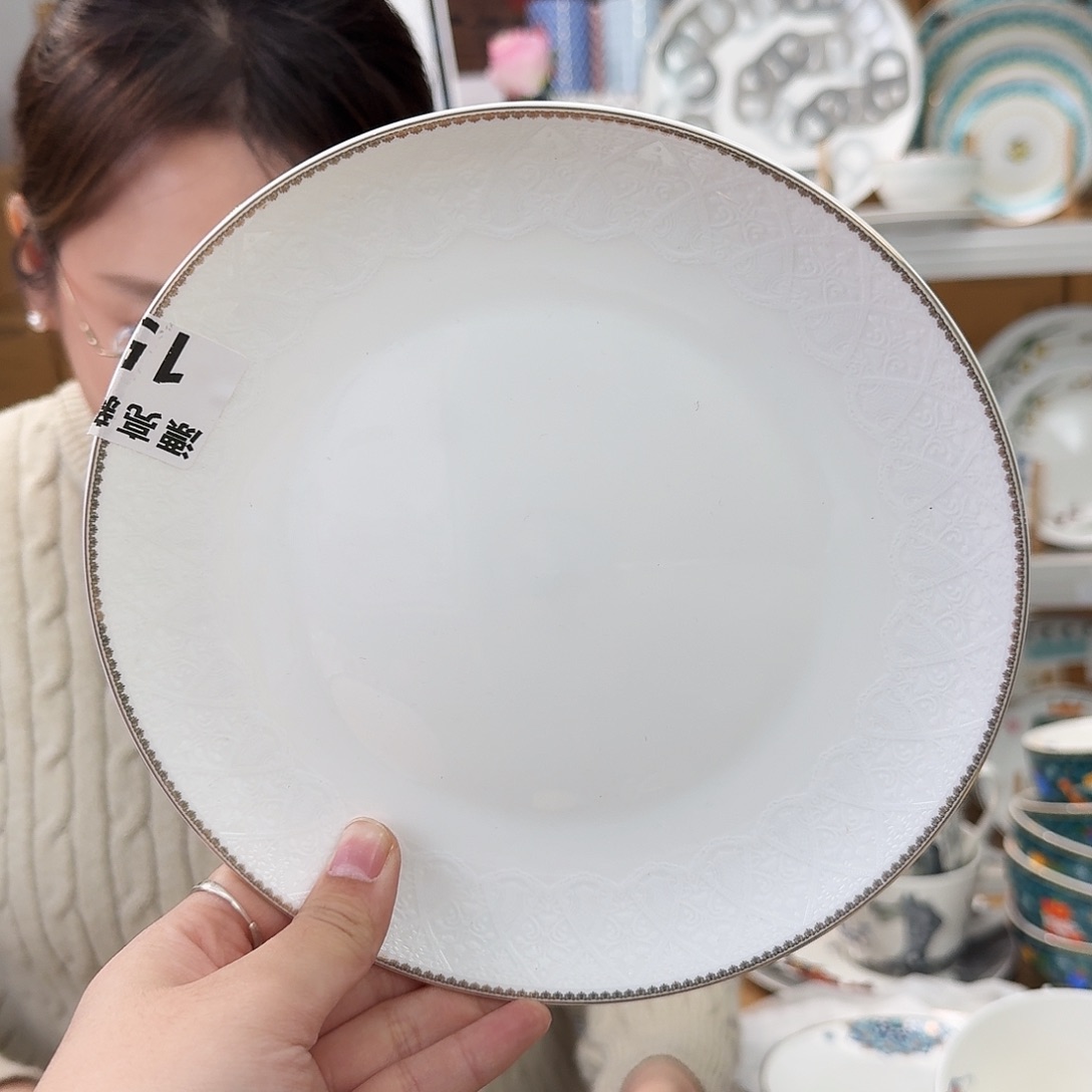 骨瓷高骨瓷8英寸月光盘20cm2个外贸骨瓷