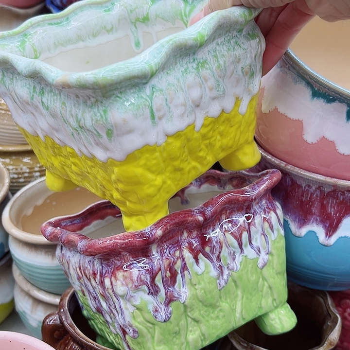 多肉绿植陶瓷花盆9.9包邮，有孔