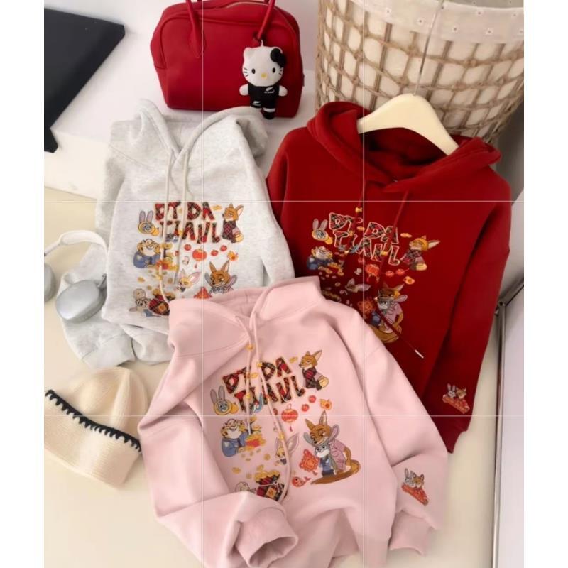 小慧 减龄加绒卡通重工刺绣百搭休闲连帽卫衣KI48