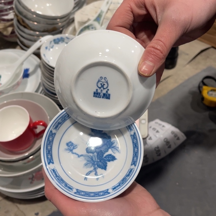 陶瓷高温釉下青花味碟2个